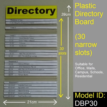 Low Cost Directory Board Narrow 30 Slots